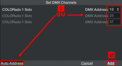 Choix adresses dmx